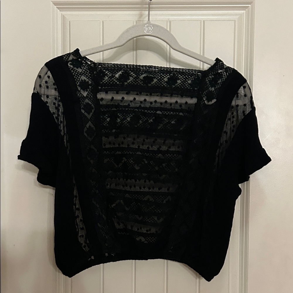 POL Black Lace Knit M Top